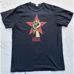 Men's Prophets of Rage T-Shirt Black Spell-Out L Dissent Morello Political 1A
